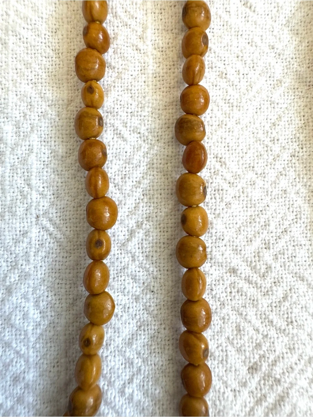 Meditation Beads: Knotted Chord with Small Beaded Sections and Tassels.